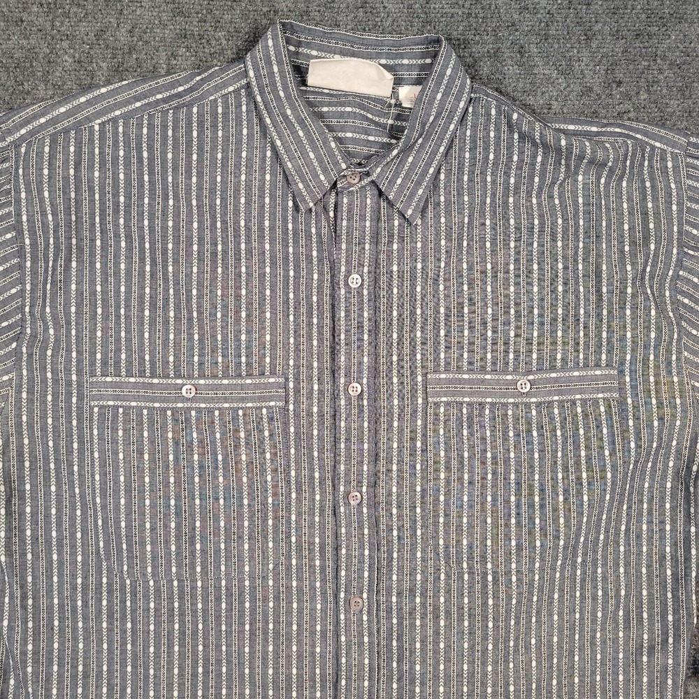 Vintage Jordache Shirt Mens Large Long Sleeve Stripes Aztec Southwestern Pockets